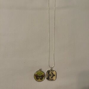 Butterfly and Floral Pendant‎ Necklace
